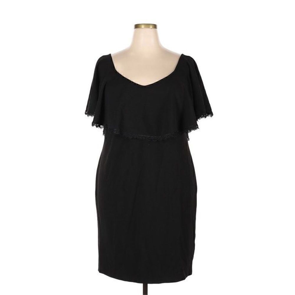 NWT Betsy & Adam off the shoulder flutter sleeve sheath dress Black size 18W